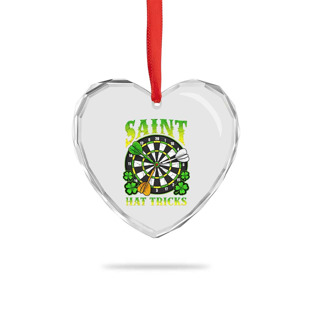Funny Darts St Patricks Day Gift Heart Crystal Glass Ornament Saint Hat Tricks