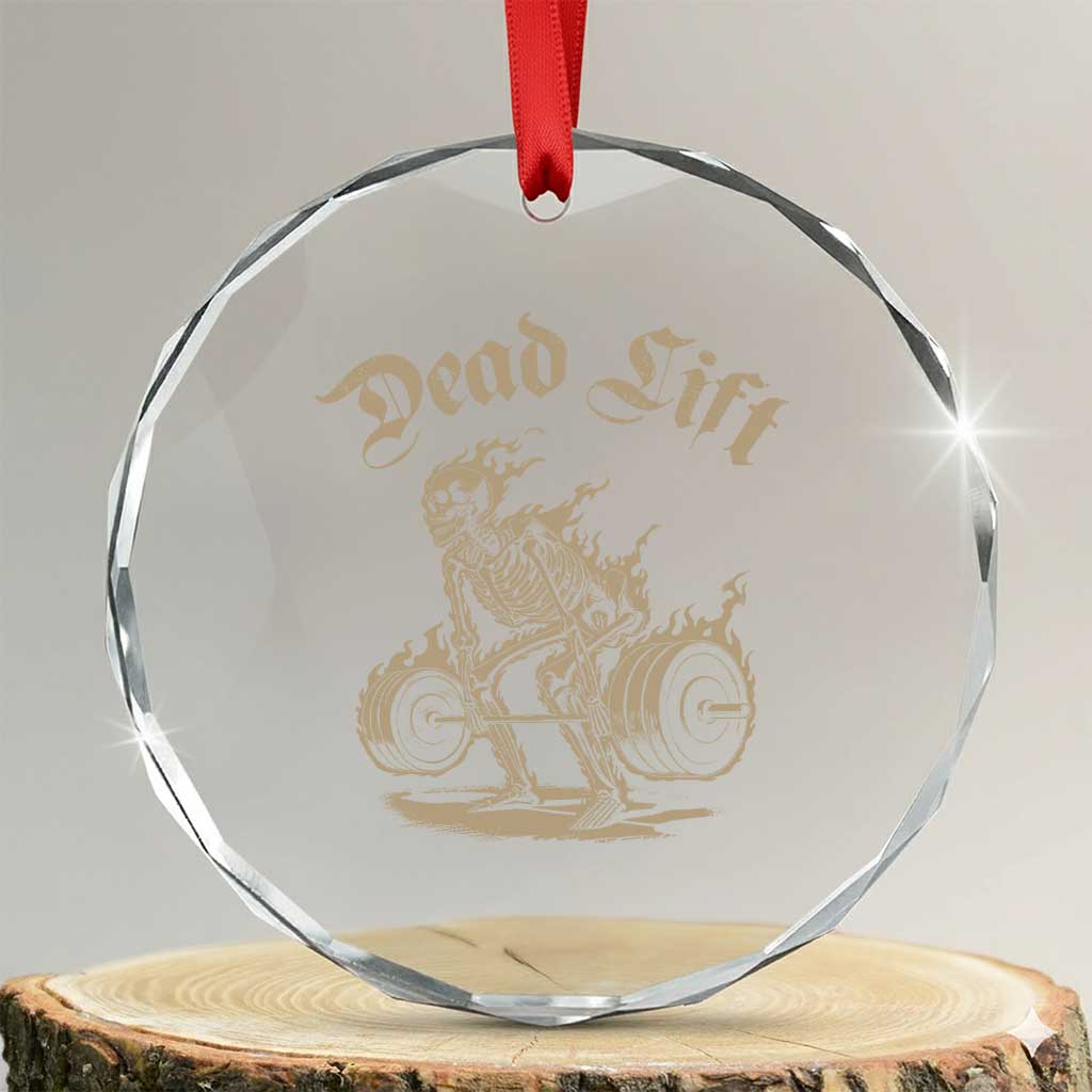 Funny Deadlifts Lifting Weights Gym Skeleton Crystal Glass Ornament - Wonder Print Shop