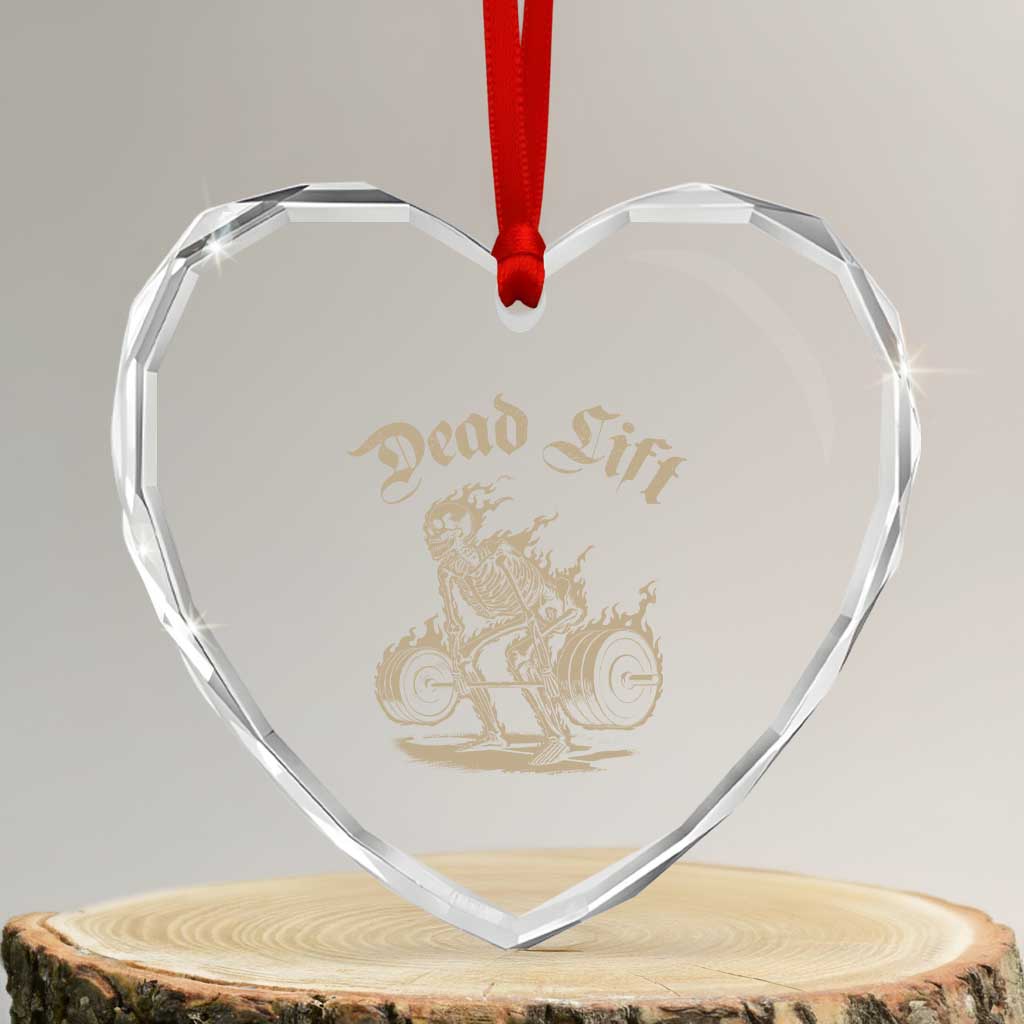 Funny Deadlifts Lifting Weights Gym Skeleton Heart Crystal Glass Ornament - Wonder Print Shop