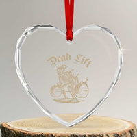 Funny Deadlifts Lifting Weights Gym Skeleton Heart Crystal Glass Ornament - Wonder Print Shop