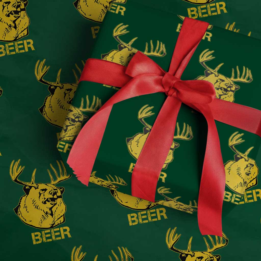 Funny Deer Hunting Wrapping Paper Roll Bear Plus Deer Equals Beer USA Hunter