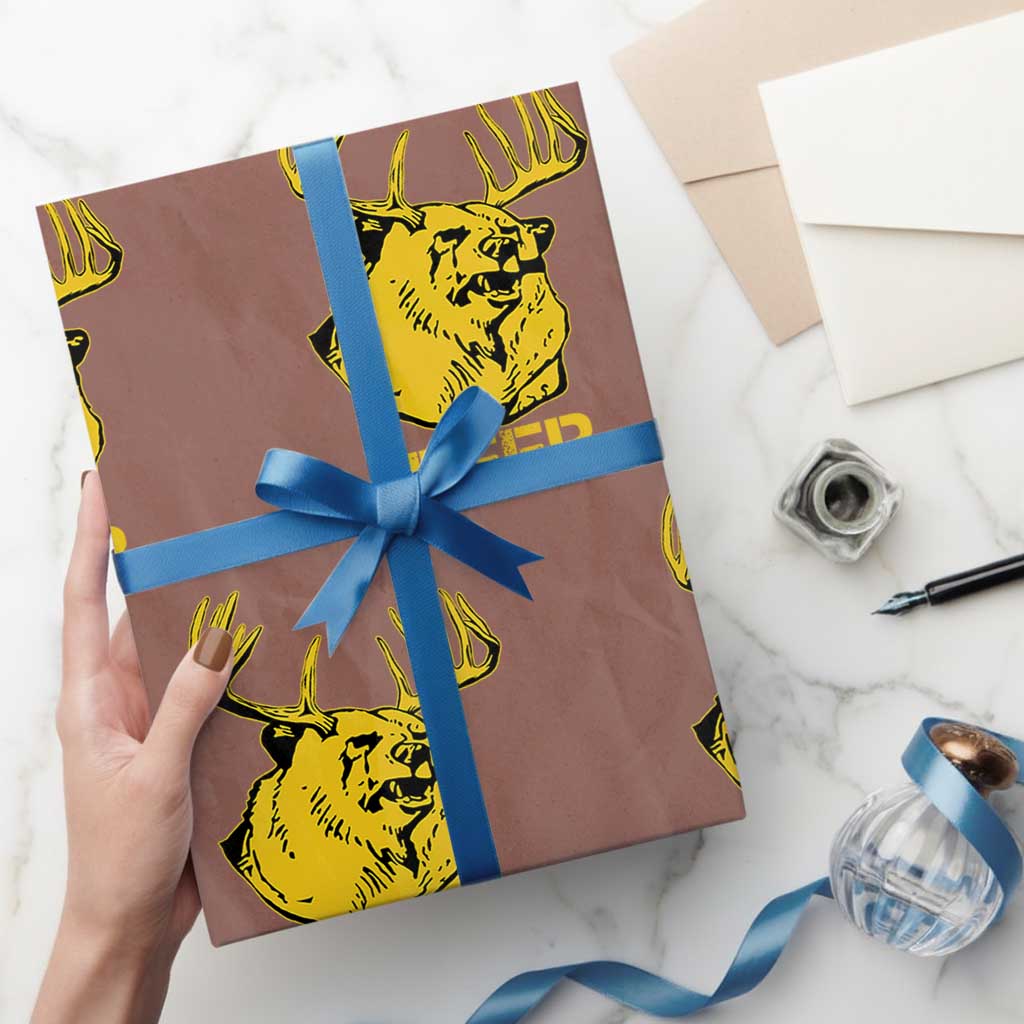Funny Deer Hunting Wrapping Paper Roll Bear Plus Deer Equals Beer USA Hunter