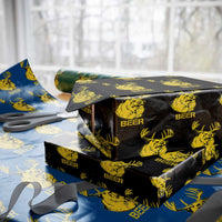 Funny Deer Hunting Wrapping Paper Roll Bear Plus Deer Equals Beer USA Hunter