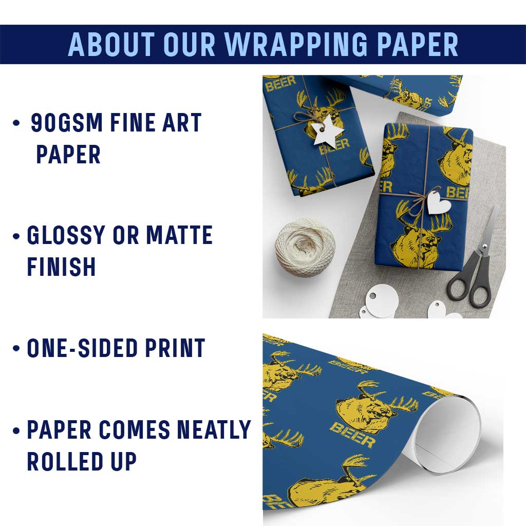 Funny Deer Hunting Wrapping Paper Roll Bear Plus Deer Equals Beer USA Hunter