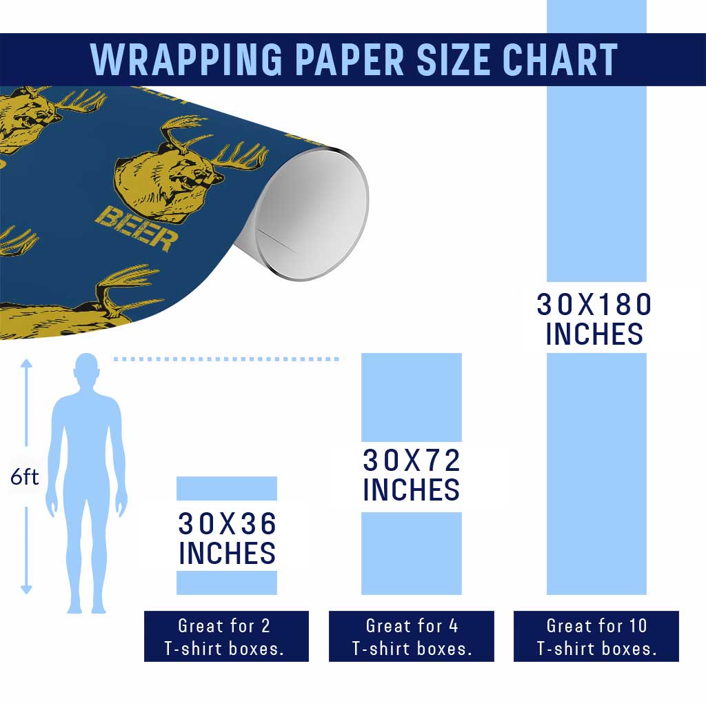 Funny Deer Hunting Wrapping Paper Roll Bear Plus Deer Equals Beer USA Hunter