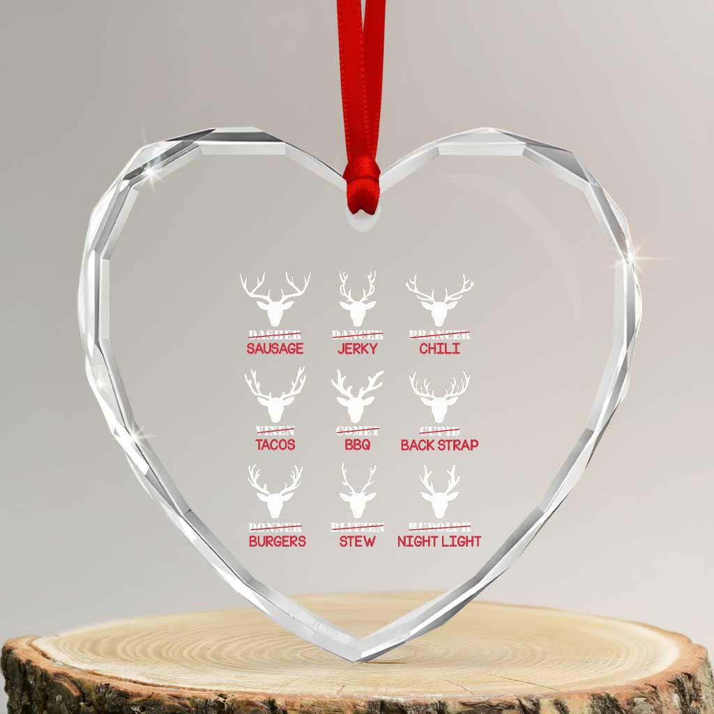 Funny Deer Hunting Heart Crystal Glass Ornament Hunter of All Santa's Reindeer - Wonder Print Shop