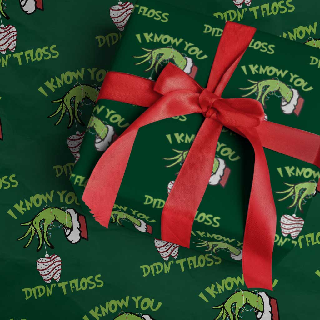 Funny Dental Christmas Wrapping Paper Roll I Know You Didnt Floss Dentist Holiday Humor - Wonder Print Shop