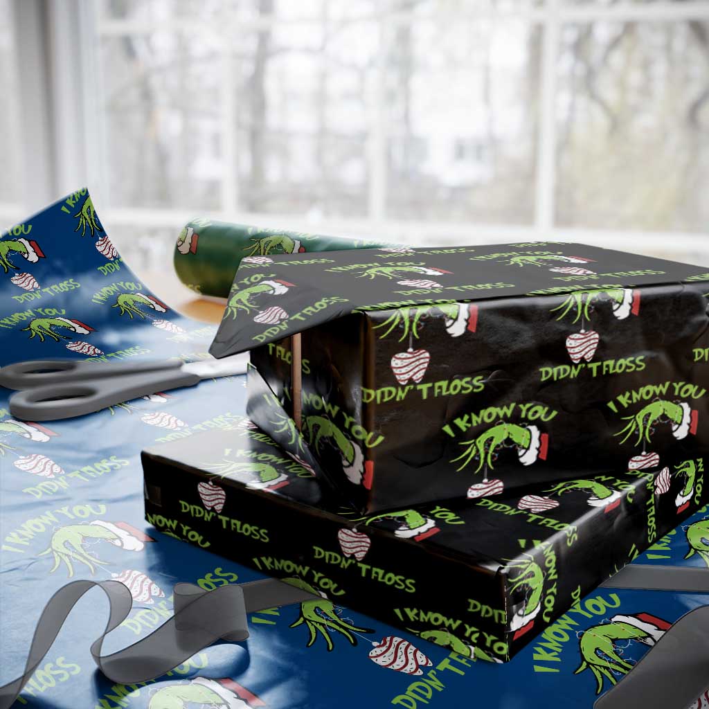 Funny Dental Christmas Wrapping Paper Roll I Know You Didnt Floss Dentist Holiday Humor - Wonder Print Shop