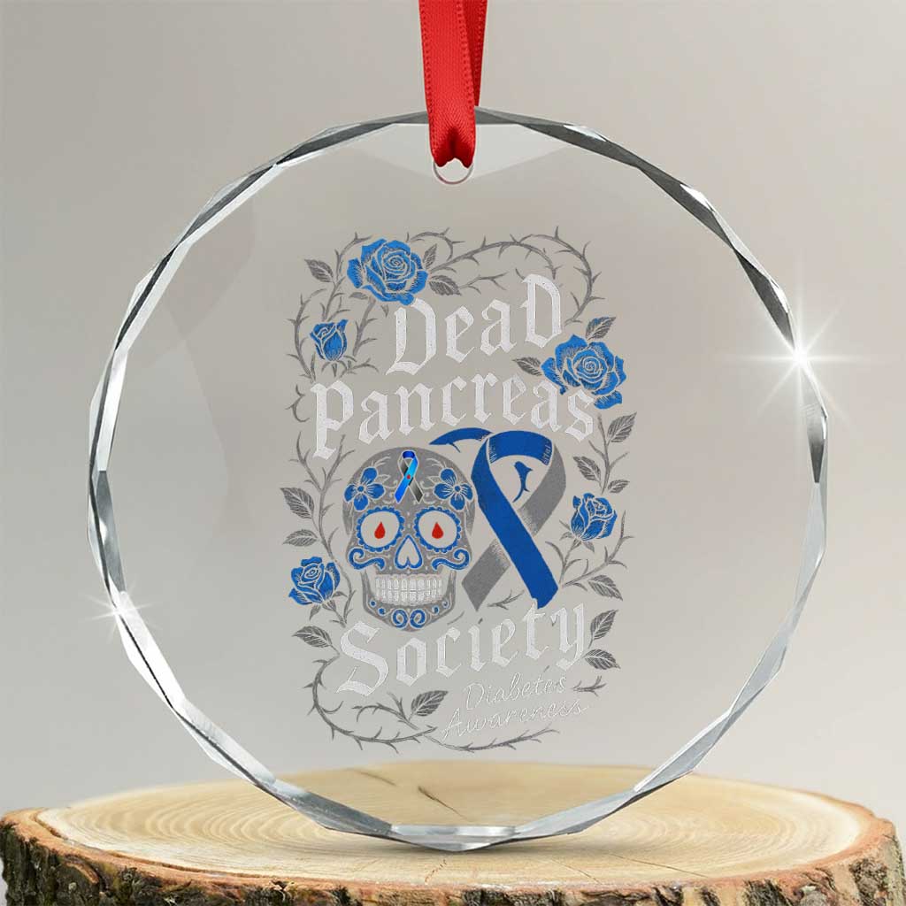 Funny Diabetes Type 1 Awareness Crystal Glass Ornament Dead Pancreas Society Sugar Skull - Wonder Print Shop