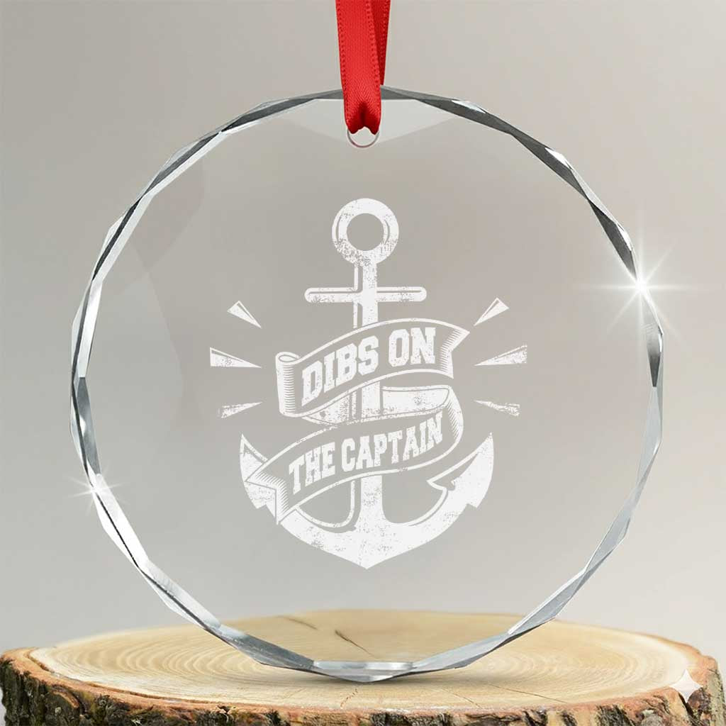 Funny Dibs On The Captain Crystal Glass Ornament Boating Boat Lover Vintage Anchor - Wonder Print Shop