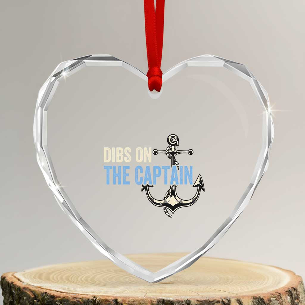 Funny Dibs On The Captain Heart Crystal Glass Ornament Boating Boat Lover Anchor - Wonder Print Shop