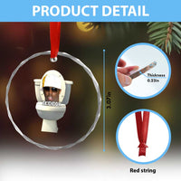 Funny Diddy Crystal Glass Ornament Diddy Skibidi Toilet Meme - Wonder Print Shop