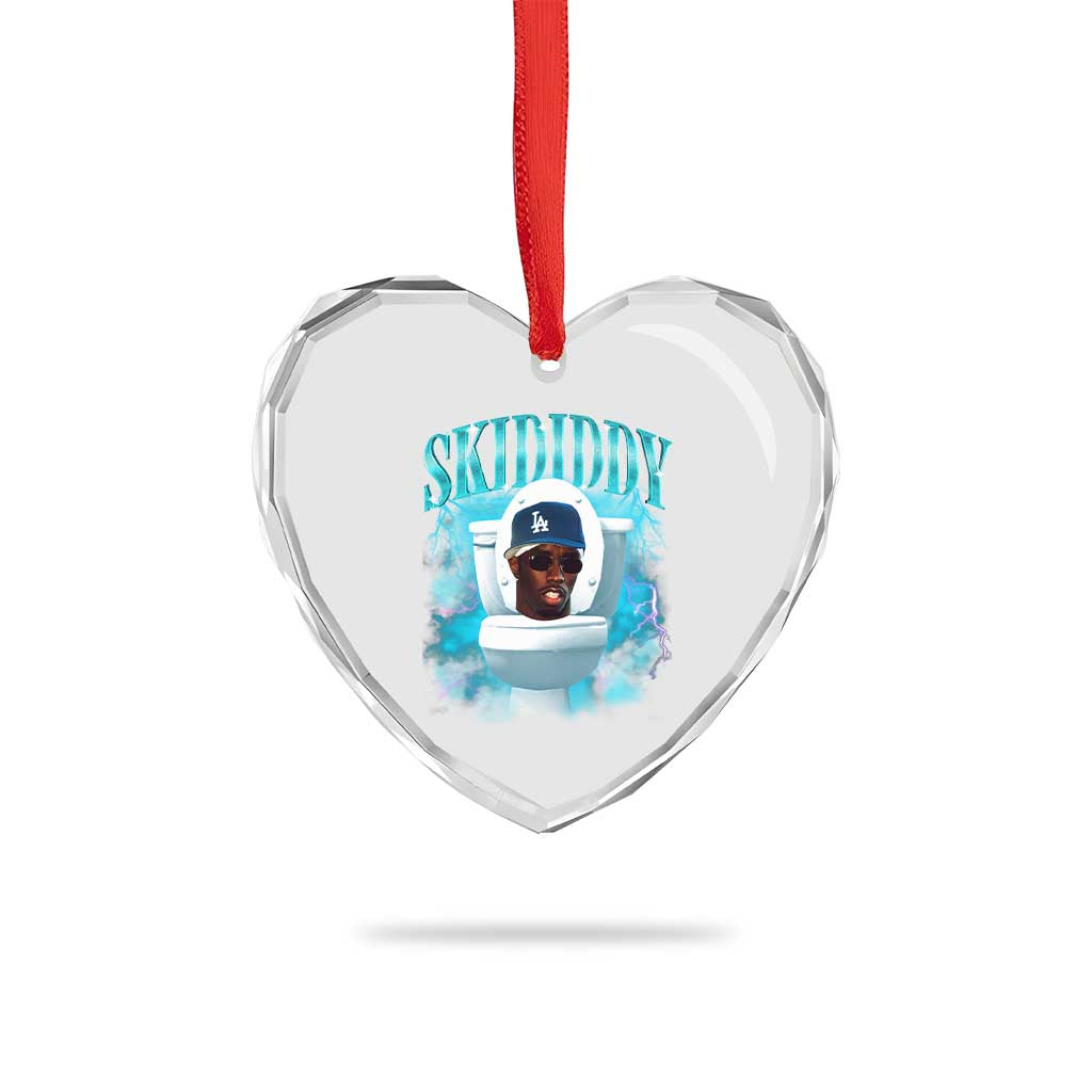 Funny Diddy Heart Crystal Glass Ornament Diddy Skibidi Toilet Bootleg Meme - Wonder Print Shop