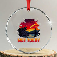 Funny Dinosaur Baseball Meteorite Crystal Glass Ornament Not Today