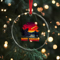 Funny Dinosaur Baseball Meteorite Crystal Glass Ornament Not Today