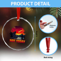 Funny Dinosaur Baseball Meteorite Crystal Glass Ornament Not Today