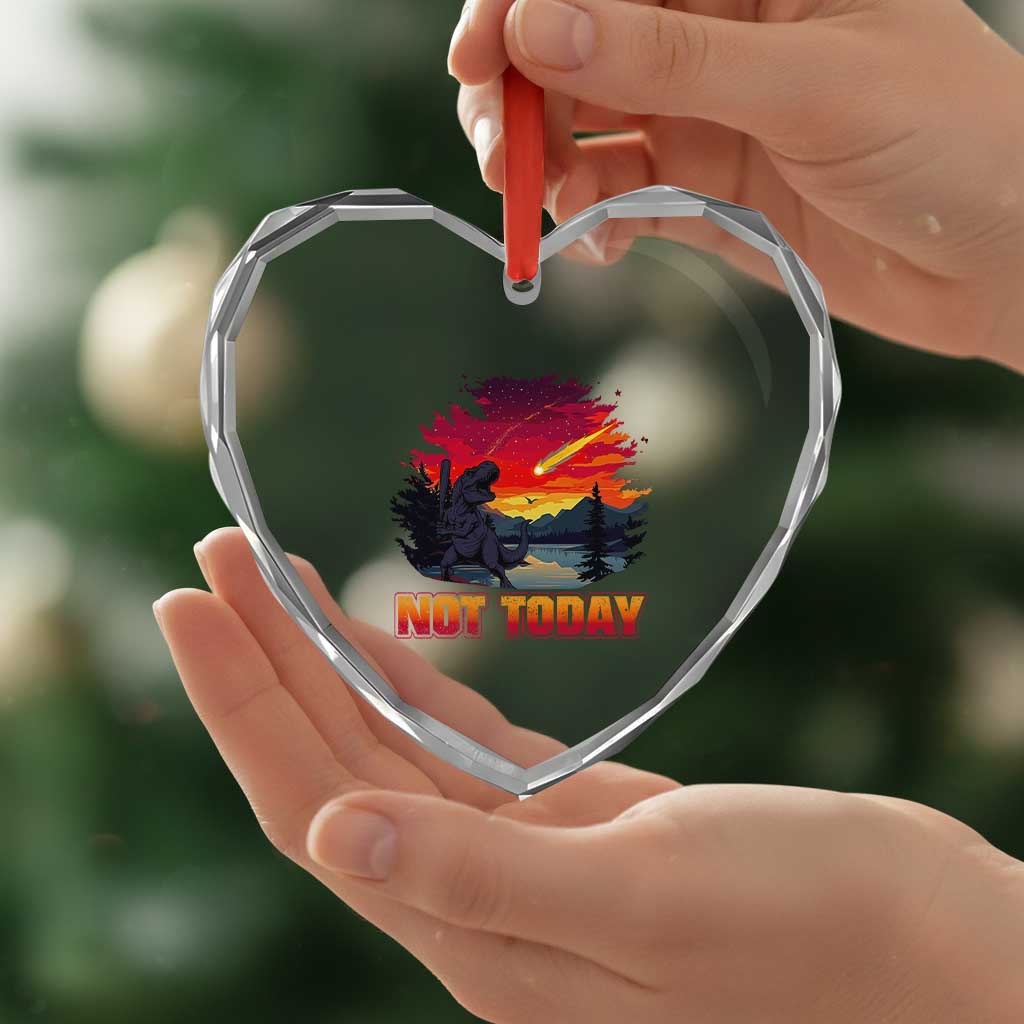 Funny Dinosaur Baseball Meteorite Heart Crystal Glass Ornament Not Today