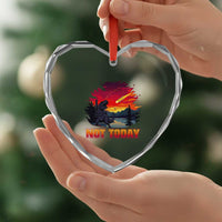 Funny Dinosaur Baseball Meteorite Heart Crystal Glass Ornament Not Today