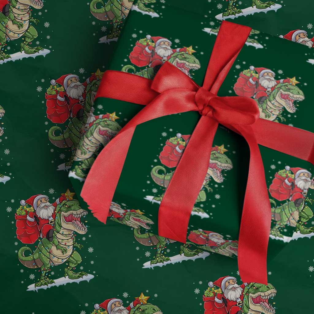 Funny Dinosaur Christmas Santa Claus Riding Dino Wrapping Paper Roll - Wonder Print Shop