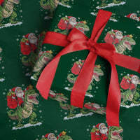 Funny Dinosaur Christmas Santa Claus Riding Dino Wrapping Paper Roll - Wonder Print Shop