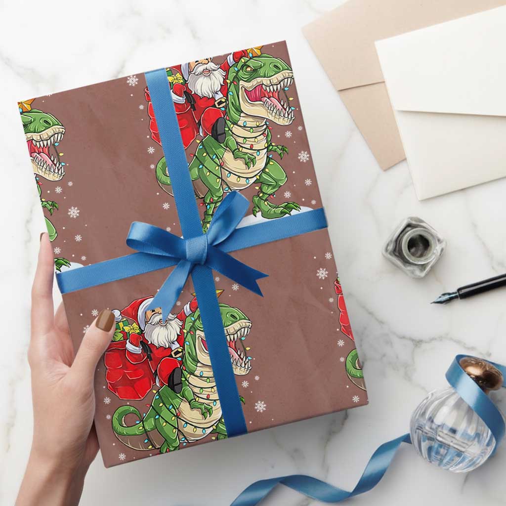Funny Dinosaur Christmas Santa Claus Riding Dino Wrapping Paper Roll - Wonder Print Shop