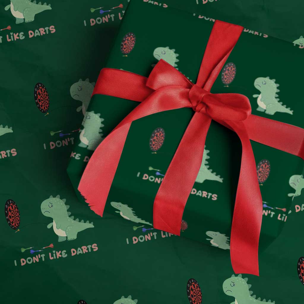 Funny Dinosaur Dartist Player Gift Wrapping Paper Roll I Do Not Like Darts - Wonder Print Shop