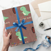 Funny Dinosaur Dartist Player Gift Wrapping Paper Roll I Do Not Like Darts - Wonder Print Shop