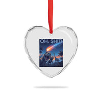 Funny Dinosaur Meteorite Heart Crystal Glass Ornament Astronomy Lover Gift