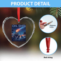 Funny Dinosaur Meteorite Heart Crystal Glass Ornament Astronomy Lover Gift