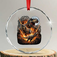 Funny Dinosaur Meteorite Strike Crystal Glass Ornament Epic Paleontology Gift