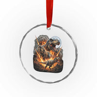 Funny Dinosaur Meteorite Strike Crystal Glass Ornament Epic Paleontology Gift
