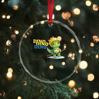 Funny Dinosaur Playing Ice Hockey Crystal Glass Ornament Gift For Dino Lovers - Wonder Print Shop