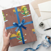 Funny Dinosaur Playing Ice Hockey Wrapping Paper Roll Gift For Dino Lovers - Wonder Print Shop