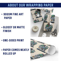 Funny Dinosaur Playing Ice Hockey Wrapping Paper Roll Hockeysaurus Gift For Kids - Wonder Print Shop
