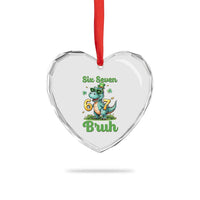 Funny Dinosaur Says Six Seven Heart Crystal Glass Ornament St Patricks Day