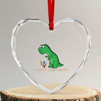 Funny Dinosaur Short Arms Problem Heart Crystal Glass Ornament I Do Not Like Darts - Wonder Print Shop