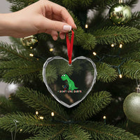 Funny Dinosaur Short Arms Problem Heart Crystal Glass Ornament I Do Not Like Darts - Wonder Print Shop
