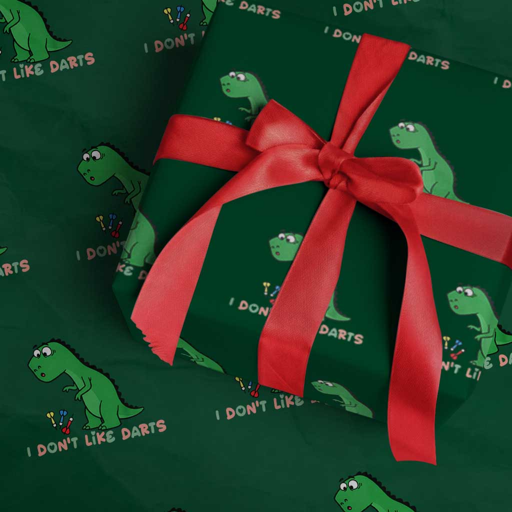 Funny Dinosaur Short Arms Problem Wrapping Paper Roll I Do Not Like Darts - Wonder Print Shop