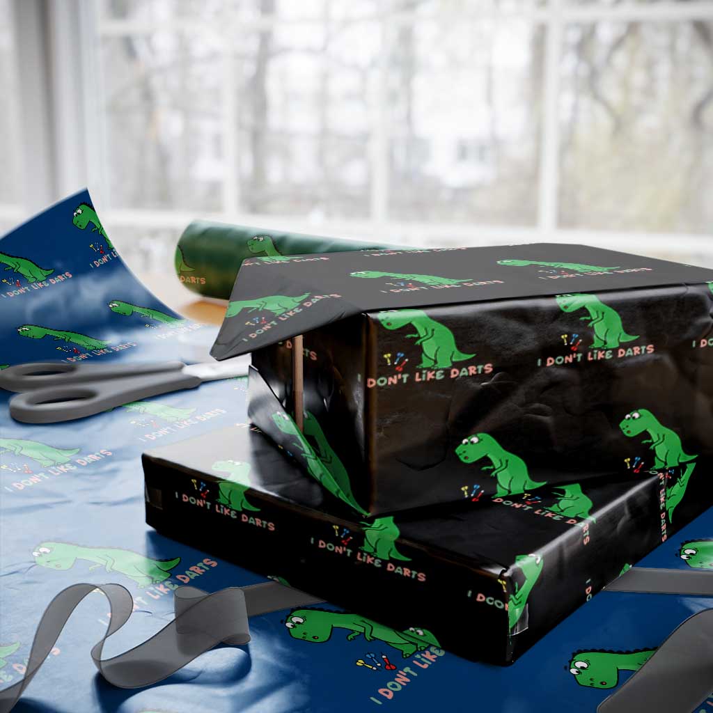 Funny Dinosaur Short Arms Problem Wrapping Paper Roll I Do Not Like Darts - Wonder Print Shop