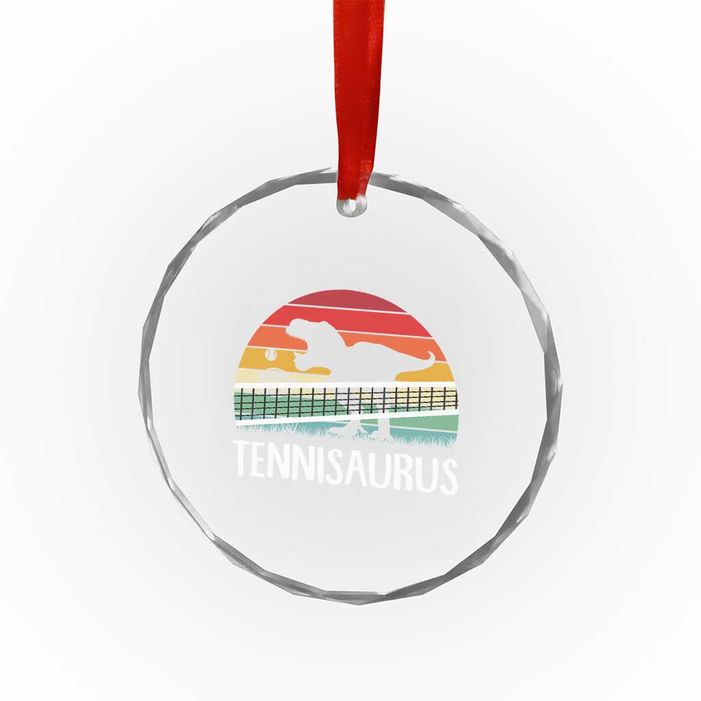 Funny Dinosaur Tennis Player Gift Crystal Glass Ornament Tennisaurus - Wonder Print Shop