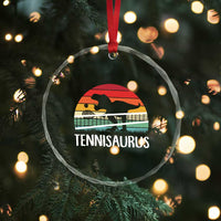 Funny Dinosaur Tennis Player Gift Crystal Glass Ornament Tennisaurus - Wonder Print Shop