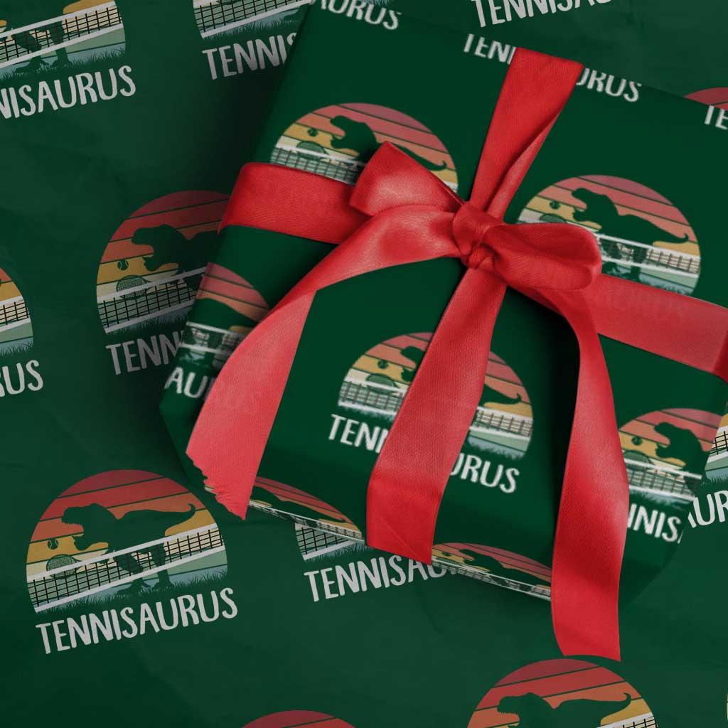 Funny Dinosaur Tennis Player Gift Wrapping Paper Roll Tennisaurus - Wonder Print Shop