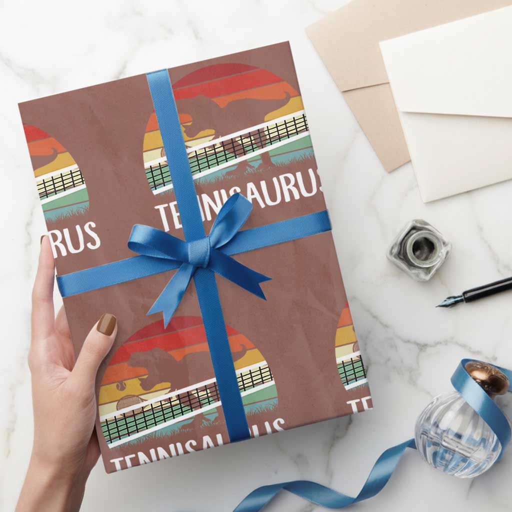 Funny Dinosaur Tennis Player Gift Wrapping Paper Roll Tennisaurus - Wonder Print Shop