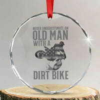 Funny Dirt Bike Motocross Crystal Glass Ornament Never Underestimate An Old Man With A Dirt Bike Motocross - Wonder Print Shop