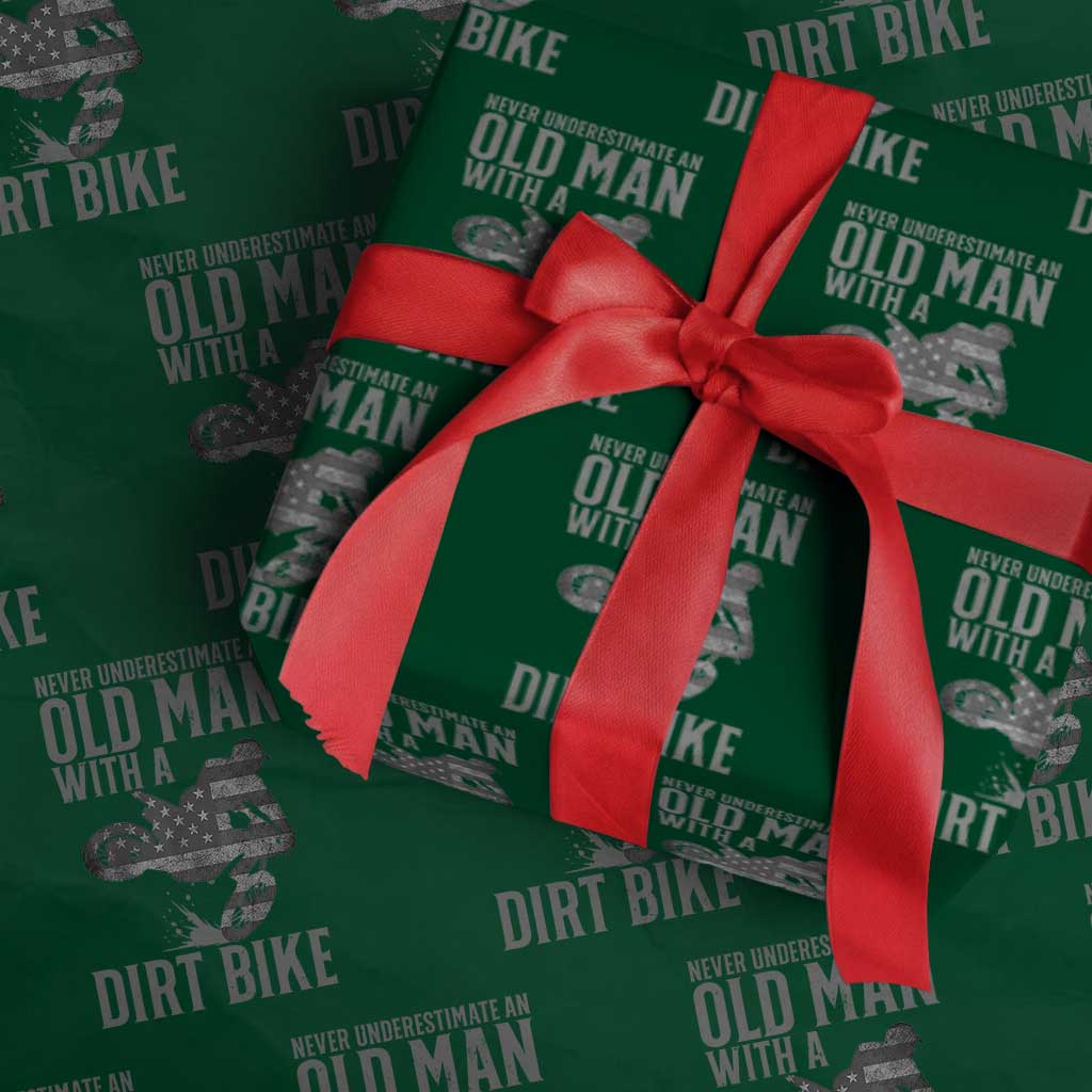 Funny Dirt Bike Motocross Wrapping Paper Roll Never Underestimate An Old Man With A Dirt Bike Motocross - Wonder Print Shop