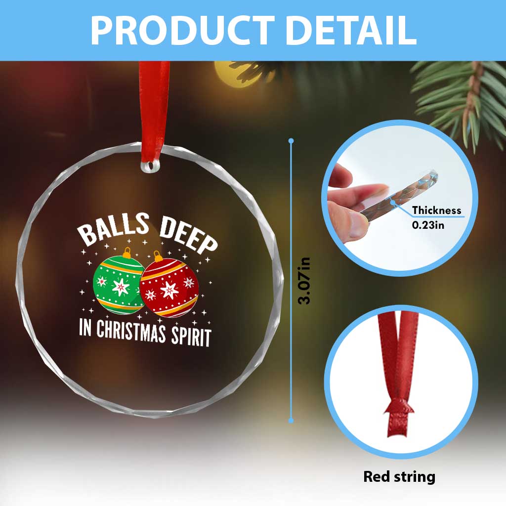 Funny Dirty Christmas Crystal Glass Ornament Rude Adult Humor Balls Deep Into Christmas Spirit - Wonder Print Shop