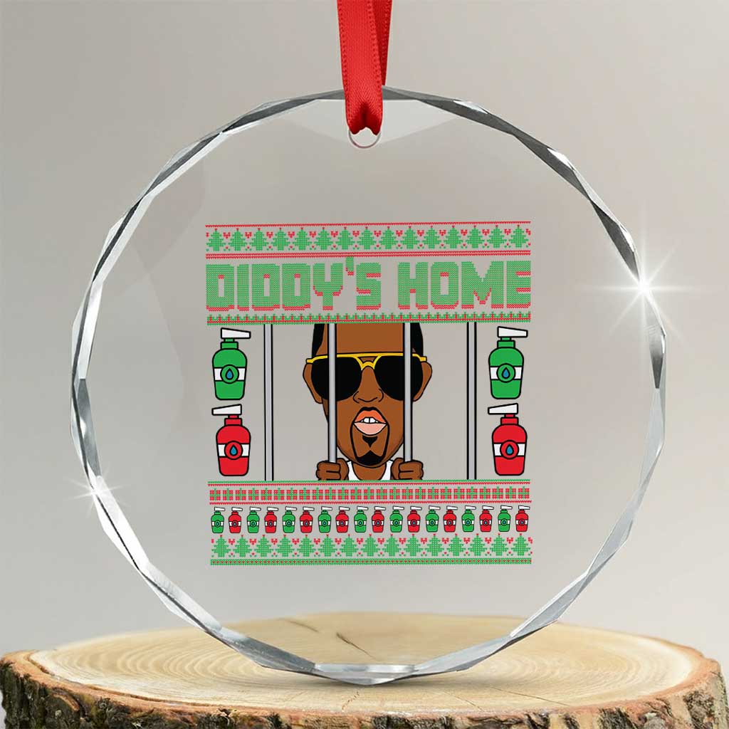 Funny Dirty Christmas Diddy's Home Diddy Party Crystal Glass Ornament TS09