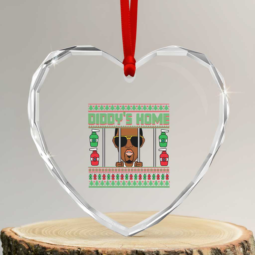 Funny Dirty Christmas Diddy's Home Diddy Party Heart Crystal Glass Ornament - Wonder Print Shop