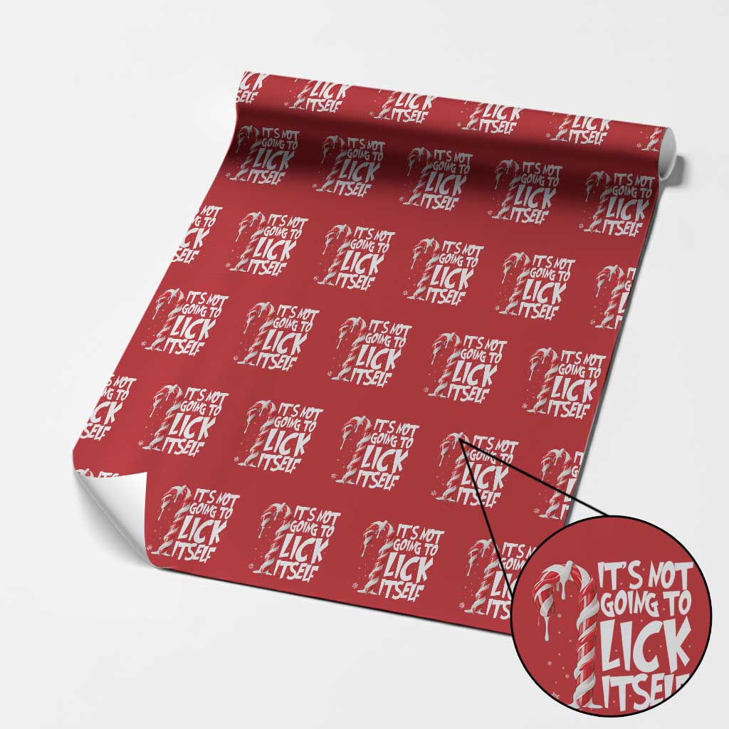 Funny Dirty Christmas Wrapping Paper Roll It's Not Going To Lick Itself Adult Humor Cringe Candy Cane - Wonder Print Shop