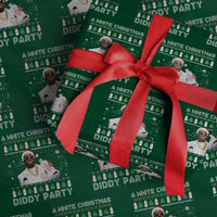 Funny Dirty Santa Diddy Christmas Wrapping Paper Roll A White Xmas Diddy Party Snowflake - Wonder Print Shop
